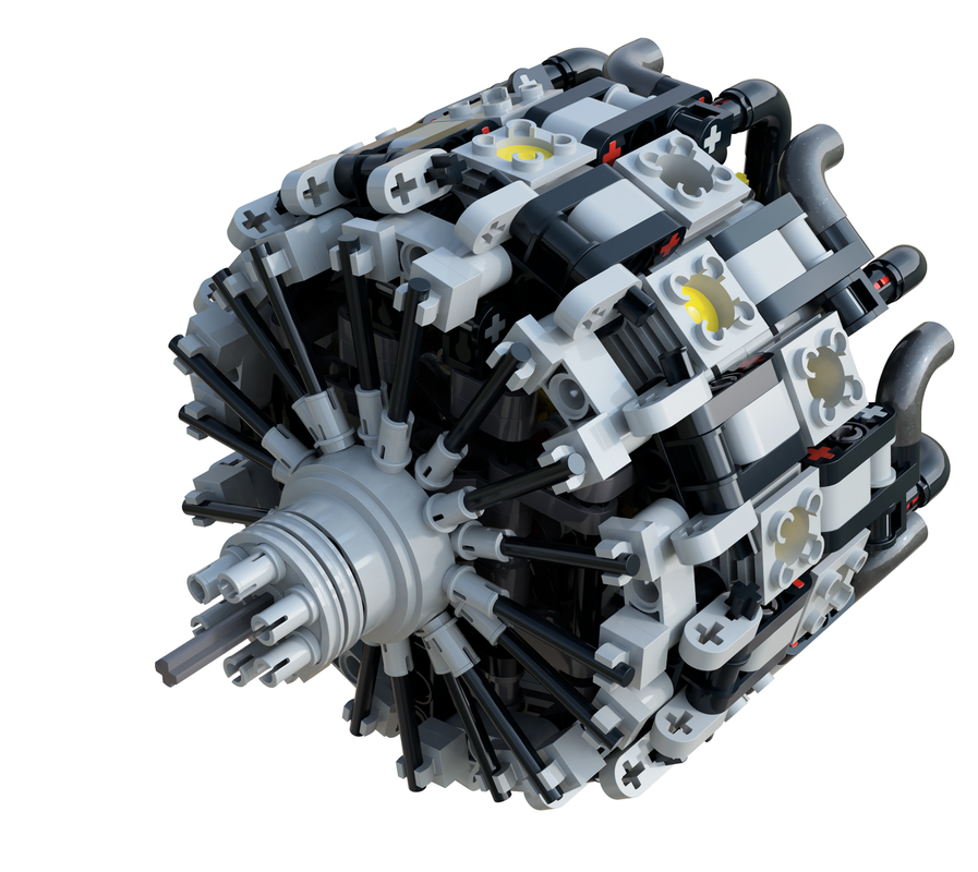 New mechanical engine 18Cylinder Rotary Radial Engine MOC building block parts package R2800
