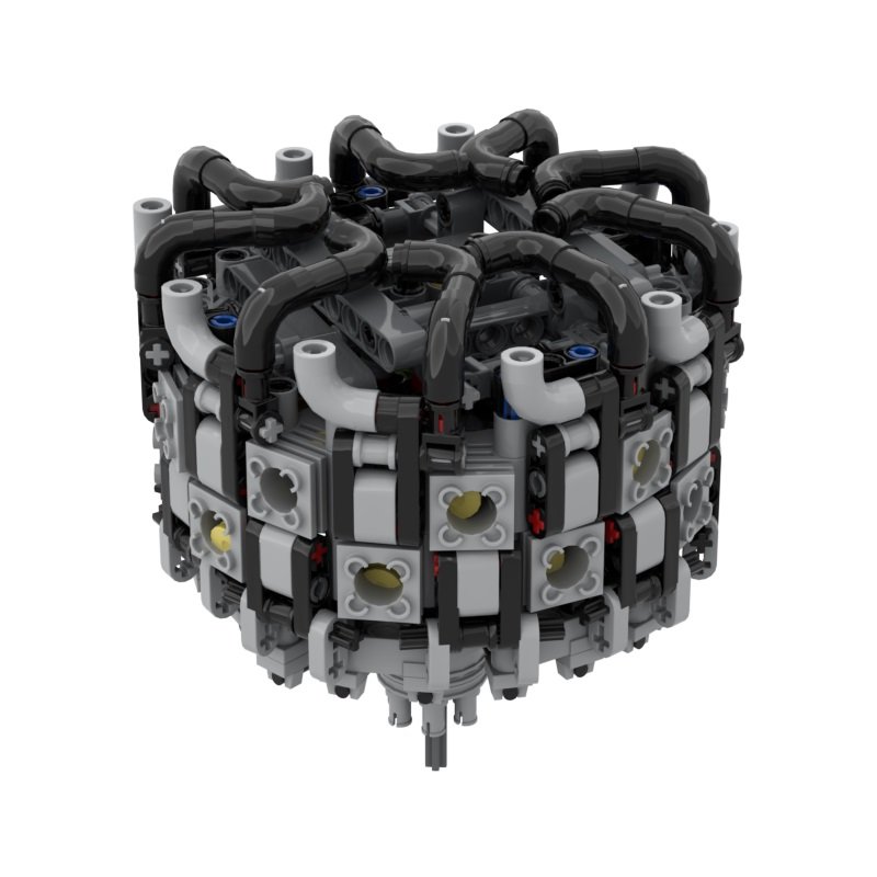 New mechanical engine 18Cylinder Rotary Radial Engine MOC building block parts package R2800 - 图片 2